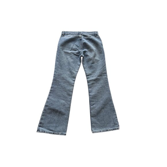 Express Jeans Hipster Flare Womens Denim Pants Size 5/6S (short) Front Seam Blue - Picture 4 of 6